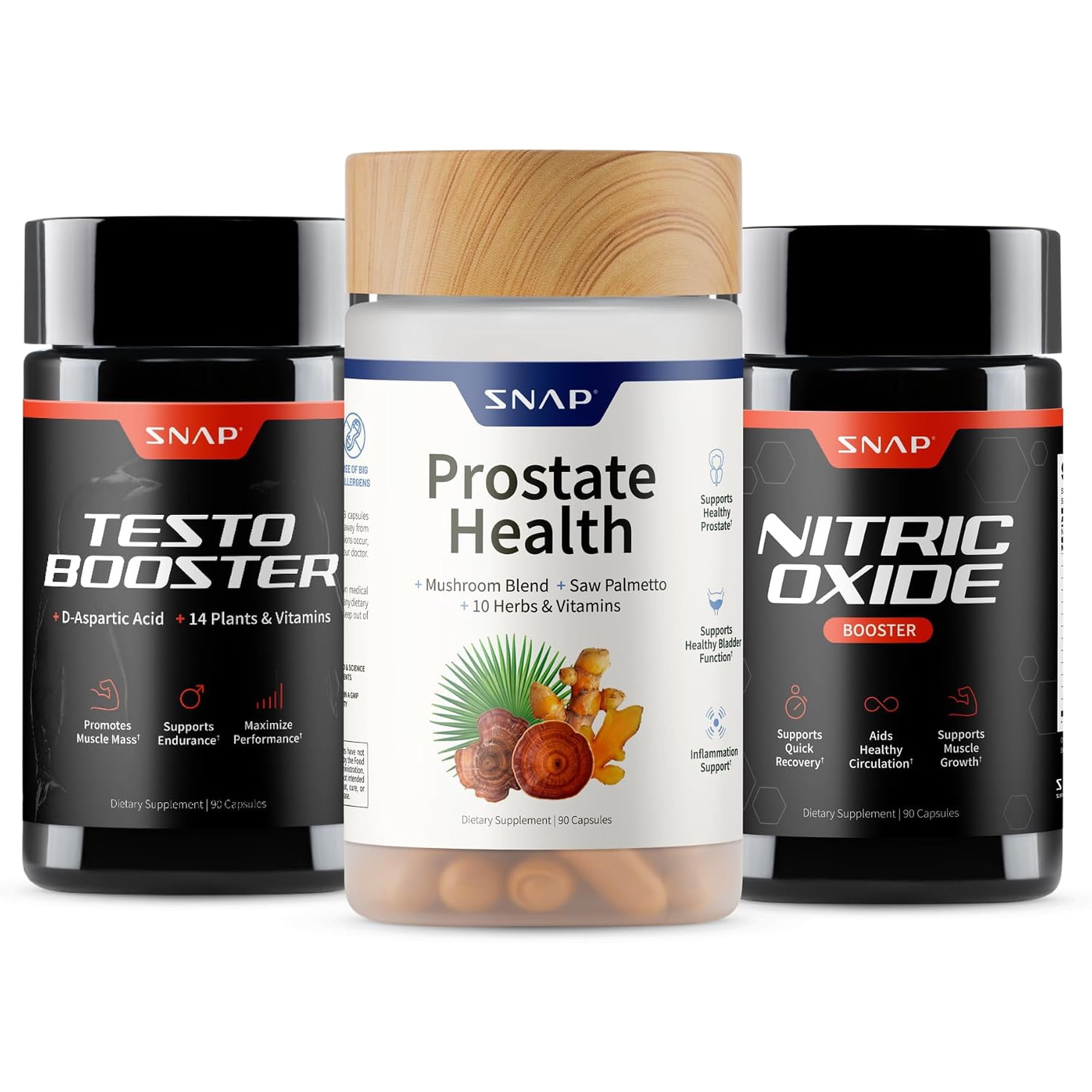 (2 pack) Snap Supplements BIG BOY Bundle Prostate Support Natural Test Booster Nitric Oxide Circulation Formula