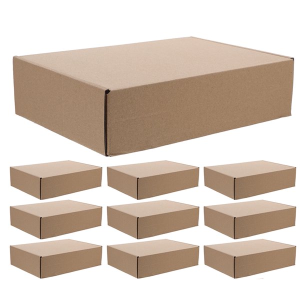 USHOBE 10Ud Cajas Cuadradas De Cartón Corrugado Marrón Para Envío Y Armado Fácil