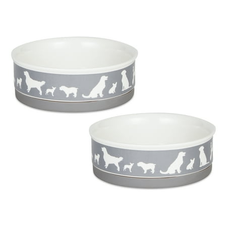 UPC: 0072456144003 | Pet Bowl Dog Show Gray Medium 6Dx2H (Set of 2)
