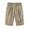 thumbnail image 2 of PBNBP Womens Linen Shorts,Women's Bermuda Shorts Linen Cotton Jersey Shorts, Long Shorts for Women Knee Length Lounge Athletic Drawstring Elastic Waist Shorts, 2 of 6