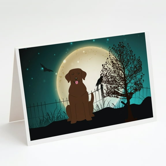 Halloween Scary Chocolate Labrador Greeting Cards and Envelopes Pack of 8