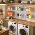 Wire Laundry Rack 3-Pack White Hanging Wire Laundry Baskets With 360° Rotating Hooks For ...