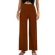thumbnail image 1 of Pantalones De Pierna Ancha Ajuste Casual Color Puro Elasticidad Transpirable Pantalones Largos A Rayas para Mujer Marrón L, 1 of 5