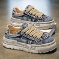 thumbnail image 5 of Men's Korean Streetwear Sneakers - Low - Top Lace-up Shoes , Men's Low Cut Denim Casual Sports Board Shoes |, 5 of 8