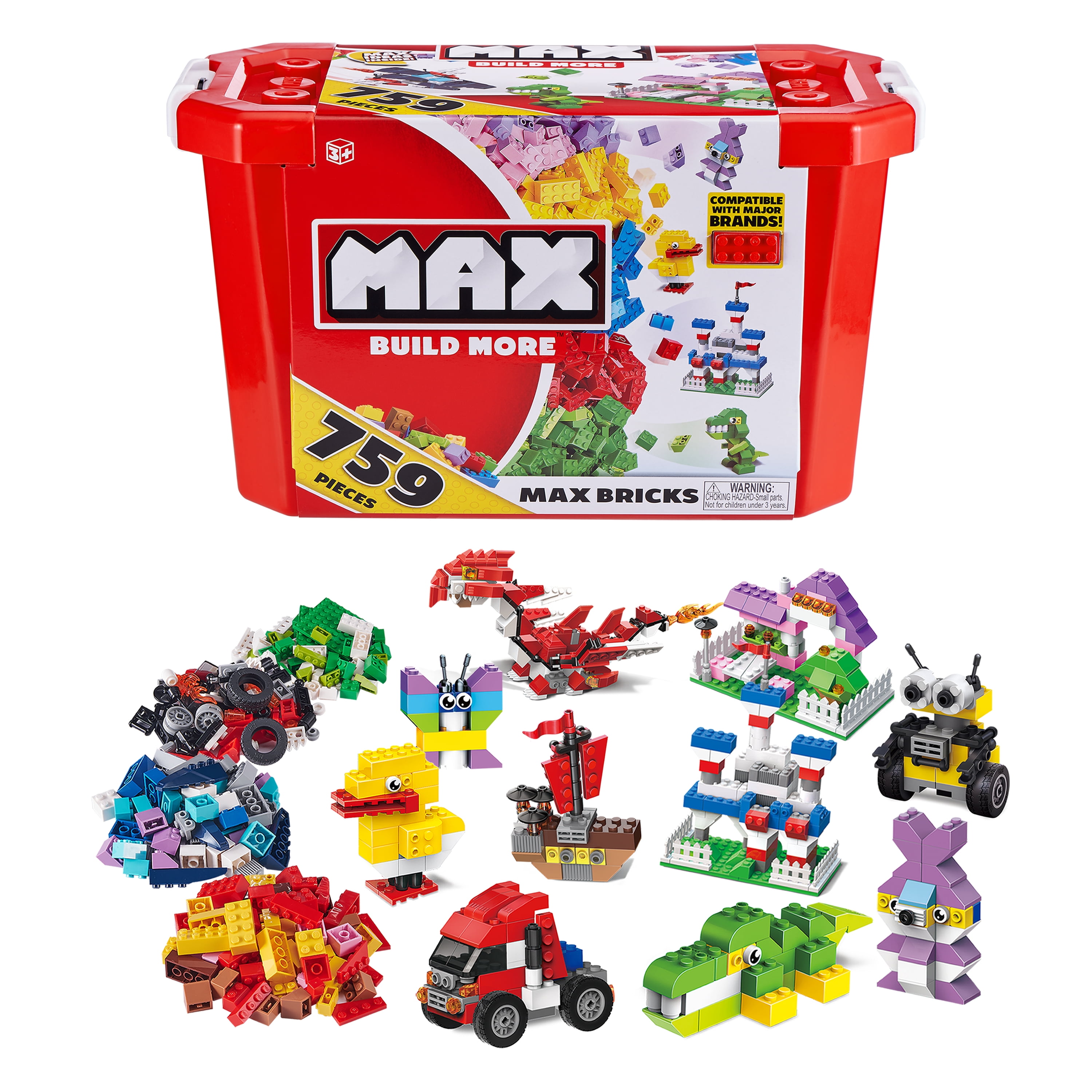 MAX Build More Premium Building Bricks Set (759 Bricks) - Major Brick Brands Compatible