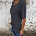 thumbnail image 5 of Wdfiry Women Plus Size T-shirt Summer Fashion Ruffled Hem Short Sleeve Tops Casual Solid Pullover Round-Neck Blouse Shirt, 5 of 8