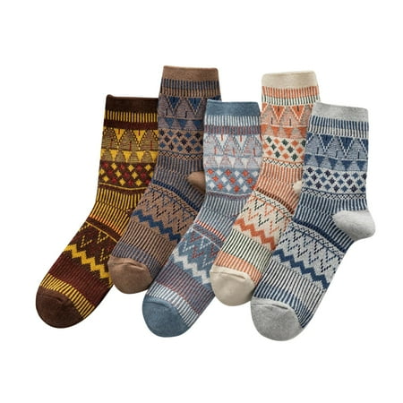 

Yinguo 5 Pairs Of Wool Socks Vintage Winter Warm Wool Socks Soft And Comfortable Socks Mens Thick Knit Boot Socks