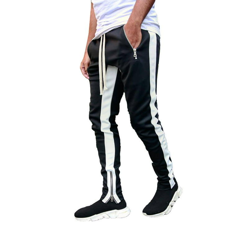 Zone Pro Black w/White Love Stripes Zip Ankle Athletic Pants size