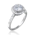 thumbnail image 2 of Micro Pave Round Cubic Zirconia Designer Ring Rhodium Plated Sterling Silver Size 8, 2 of 3