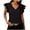 Black-1, variant on Women's Striped Blouse V Neck Flutter Ruffle Sleeveless Loose Casual Lightweight Breathable Summer Fashion Party Tank Top White M