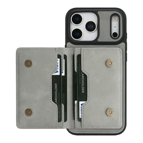 Allytechgroup 2 in 1 Wallet Case for iPhone 17 Pro Max, Detachable Cards Holder [Compatible with Magsafe] Anti-Scratch Slim Fit Shell Cover Shockproof Bumper for iPhone 17 Pro Max, Gray