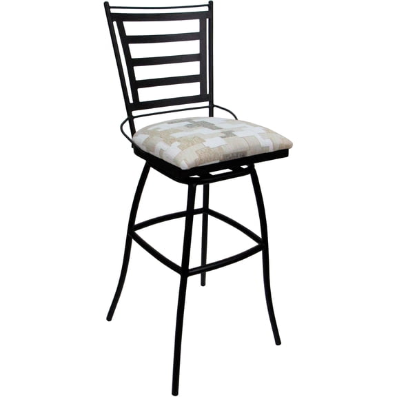 Aluminum Outdoor Swivel Bar Stool Jenna Armless - Craftsman White Fabric - Black
