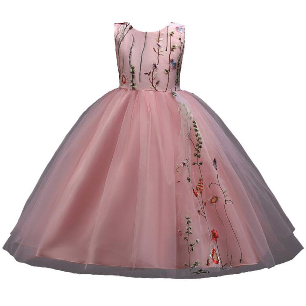 Fashionable Baby Girls Princess Dress Floral Printed Princess Party Dress Costume Dress