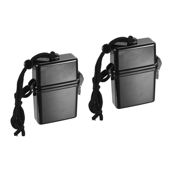 Uxcell Waterproof ID Card Badge Holder Floating Sports Case with Lanyard, Black 2 Pack