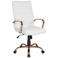 thumbnail image 2 of BizChair High Back White LeatherSoft Executive Swivel Office Chair with Rose Gold Frame and Arms, 2 of 13