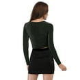 thumbnail image 6 of MODA NOVA Junior's Long Sleeve Crew Neck Cut Out Glitter Crop Tops Black L, 6 of 7