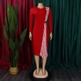 thumbnail image 2 of AURA Plus Size Pencil Midi Dress Round Neck High Waist Bodycon Ruched 9 10 Sleeve Elegant Work Dress, 2 of 9