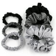 thumbnail image 2 of Mulberry Park Silks 100% Pure Silk Hair Scrunchies, 3 Pack - Prevents Frizz, Hair Breakage, Gentle On All Hair Types, Hair Accessories - Large - Black, Silver, Grey, 2 of 7
