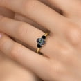 thumbnail image 4 of Gem Stone King 2.12 Ct Oval Green Mystic Topaz Black Diamond 18K Yellow Gold Plated Silver Ring, 4 of 6