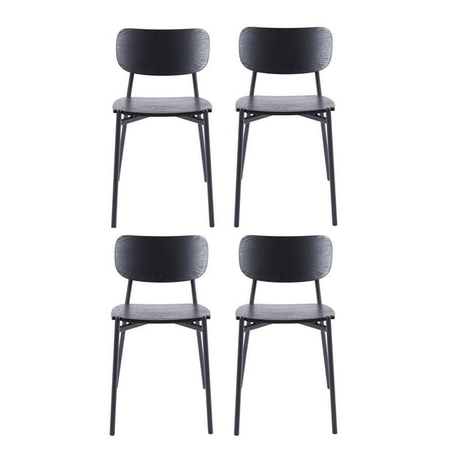 Set de 4 Sillas de Comedor de Madera color Negro
