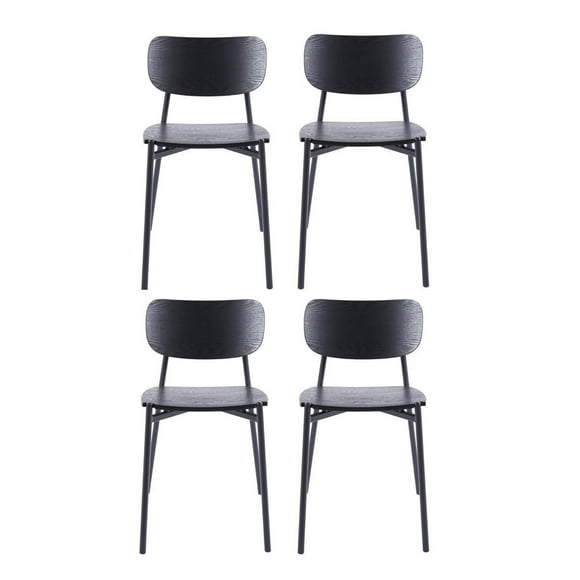 Set de 4 Sillas de Comedor de Madera color Negro