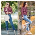 thumbnail image 5 of Salouo Rose Leopard Print Pattern Women's Pajamas Set Long Sleeve Button Down Sleepwear Soft Pj Lounge Sets for women 2 Piece Pjs Set with Long Pants -Large, 5 of 8