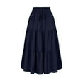 thumbnail image 4 of Dpytoraw Bohemian Style Tiered Flared Midi Skirt For Women Flowing A Line Skirt With Lightweight Fabric Perfect For Casual Wear And Beach Outings Women’s Corduroy A-Line Midi Skirt Blue, 4 of 5