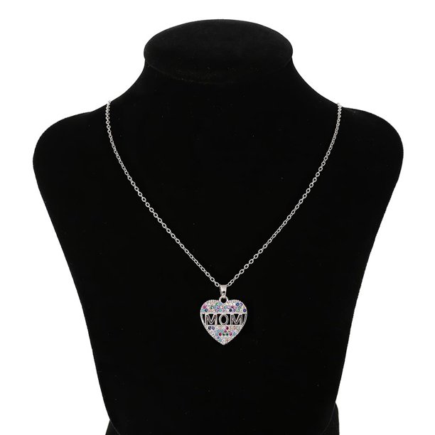 Bewildely Collar con colgante de letras Collar de corazón para mujer Collar de moda Collar con colgante de corazón para regalo del Día de la Madre Kits de decoración para fiestas No.2 Bewildely HA024733-02