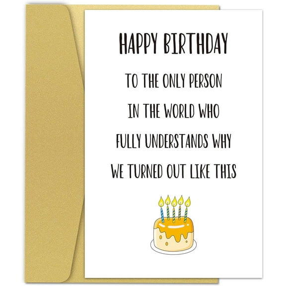 Happy Birthday Card for Special Person - Unique Message with Fun Cake Design - Blank Inside with Gold Envelope - Ideal for Friends and Family