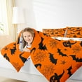 thumbnail image 5 of Manfei Pumpkin Witch Hat Full Size Comforter Sets for Child, Orange Black Bat Bedding Comforter Set, Halloween Spider Web Reversible Bedding Sets, Microfiber Bedroom Decor, 3 Pieces, 5 of 9