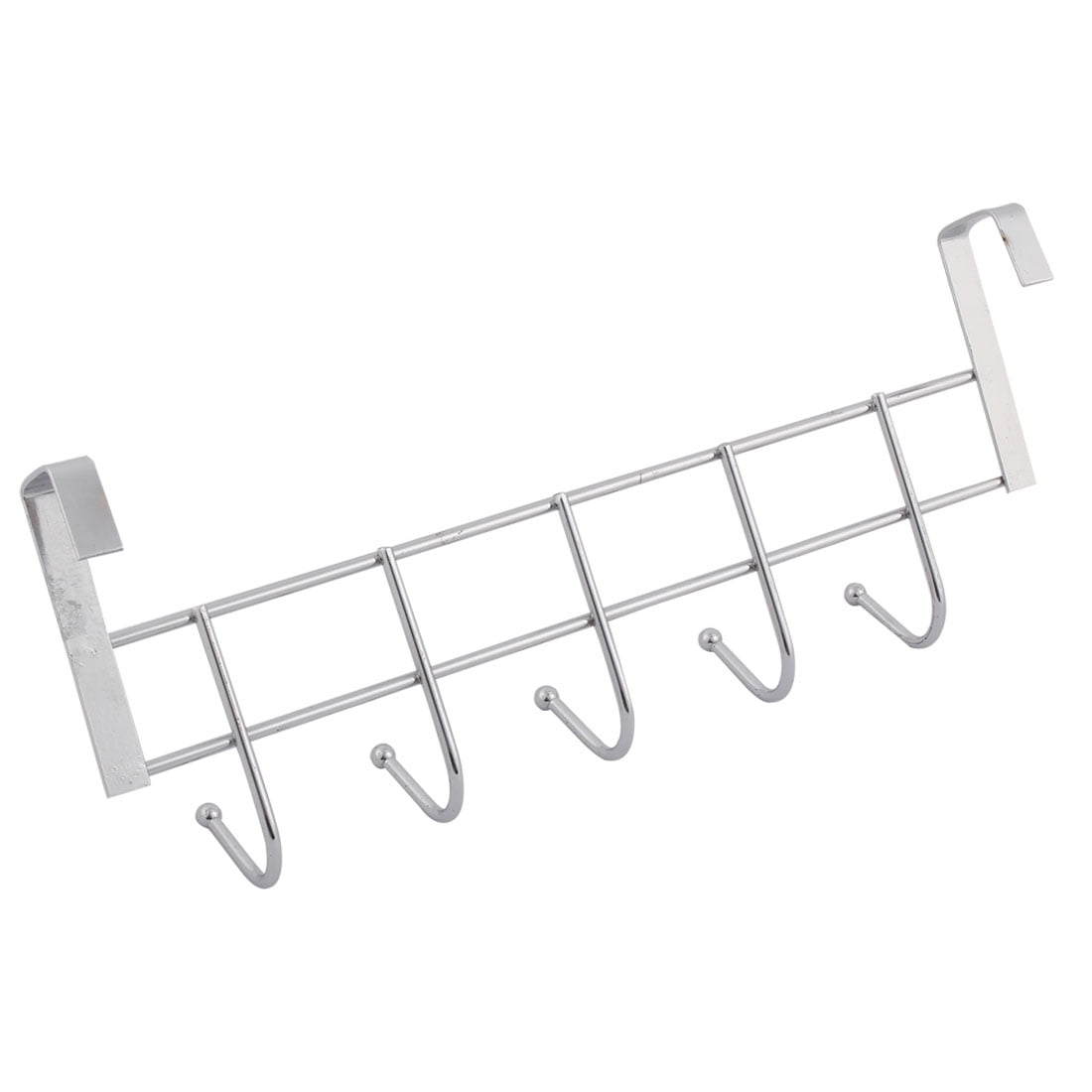 Unique Bargains Metal Household Bathroom 5 Hooks Towel Clothing Belt Hanger Hook Silver
