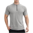 thumbnail image 2 of Yaoyar Men's Summer Relaxed Fit Solid Short Sleeve Standing Collar Zip Sport Moisture Wicking Quick Dry Tee, 2 of 5