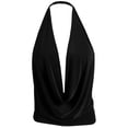thumbnail image 2 of J. METHOD Women's Sleeveless Halter Neck Lightweight Low Cut Deep V Neck Sexy Draped Backless Top Blouse NEWT07 Black S, 2 of 6