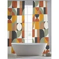 thumbnail image 5 of Nordic Retro Sheer Curtains 108 Inches Long 2 Panels Orange Black White Geometric Abstract Art Light Filtering Semi Sheer Window Curtains Drapes for Bedroom Living Room 52"x108"x2, 5 of 7