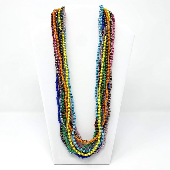 27" 12 Assorted Color Glass Bead Necklace (Dozen) - 12 Necklaces/1 Dozen