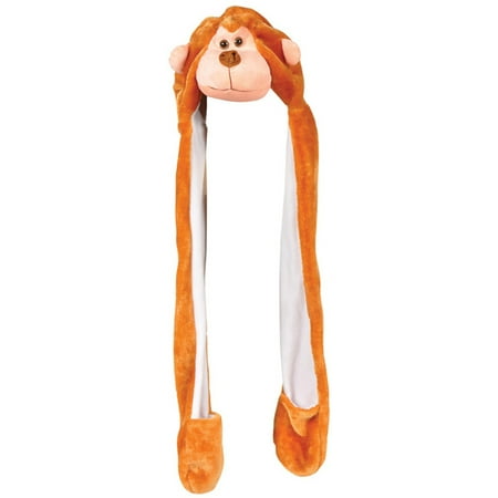 Plush Monkey Hat Novelty Cap Animal Costume Beanie With Long Paws