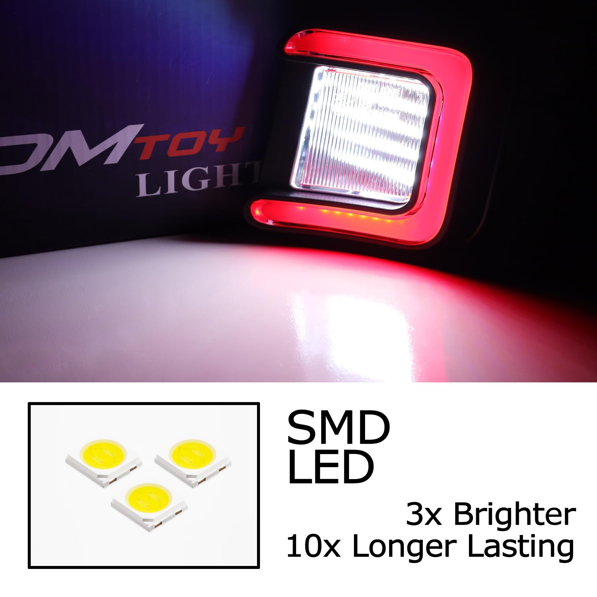 Xenon White 18-SMD Full LED License Plate Light Kit w/ Accent Brilliant Red C-Ring Decoration For Dodge 2003-18 RAM 1500 2500 3500, 19-up Classic RAM