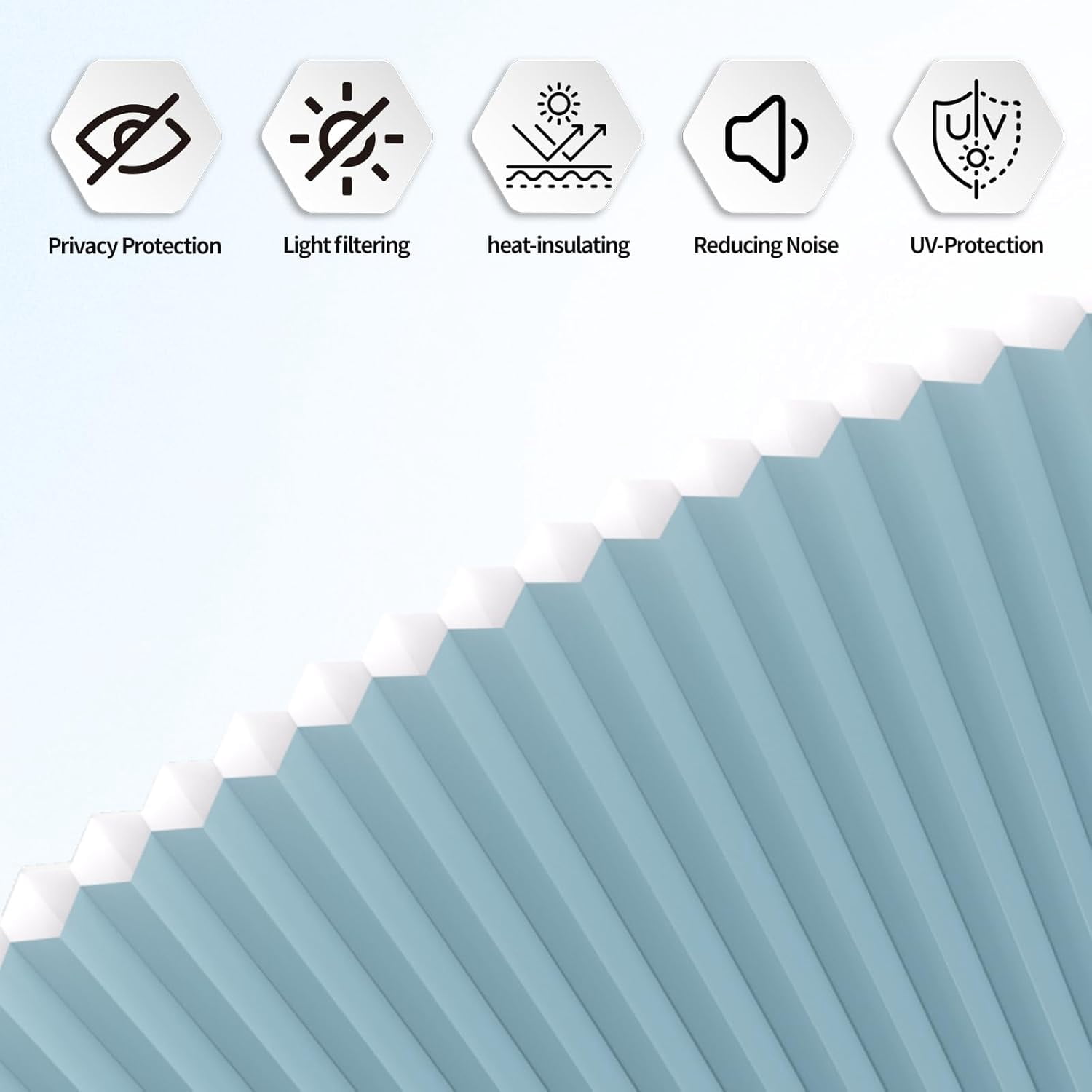Arch Window Shades Half Circle Light Filtering Cellular Shades Cordless No Drill Blinds for Windows Half Moon Honeycomb Fabric No Tools Shades Easy Install (1PCS Blue 72" W X 36" H)