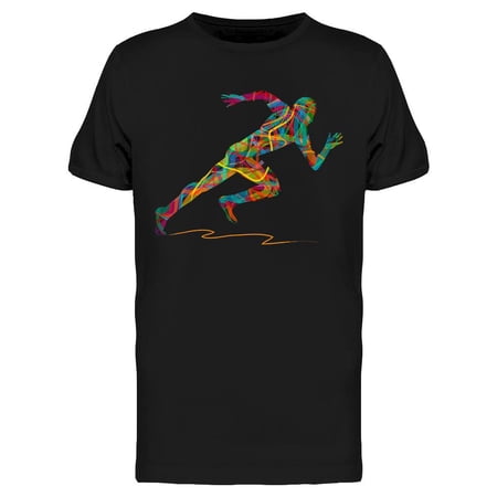 Running Man Silhouette Graphic T-Shirt Men -Image by Shutterstock Male 3X-Large