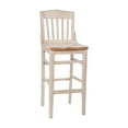 thumbnail image 2 of BizChair School House Back Antique White Wood Restaurant Barstool, 2 of 9