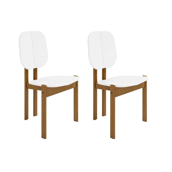 Manhattan Comfort Gales Dining Chair with Solid Wood Legs in White - Set of 2