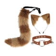 thumbnail image 2 of Conjunto de Collar y cola con orejas Yuyangstore disfraz suave para fiesta Halloween marrón, 2 of 8