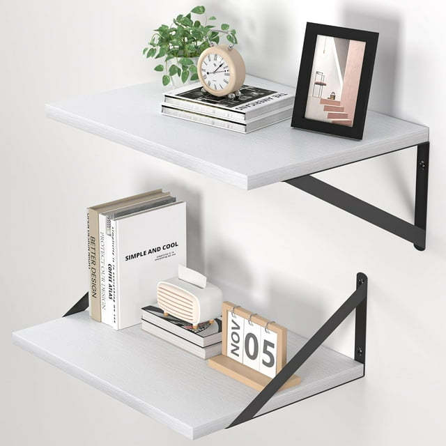 Rustic Floating Shelves for Wall W x D Wood Deep Wall Shelves Set of Wide Floating Bookshelf for Living Room Kitchen Office Bedroom Storage & Decoration wi