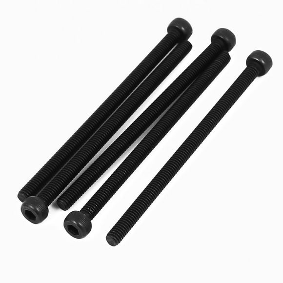 Unique Bargains M4x70mm Fully Thread Hex Socket Head Knurled Cap Screw Bolt Black 5pcs