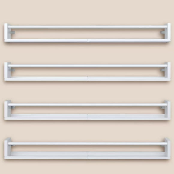 Parent33Inch Metal Nursery Book Shelf, Set of 4, Wall Monted Floating Shelf with Lip, Wall Bookshelf for Kids, Hanging Shelves White ,Patent Number:29947306