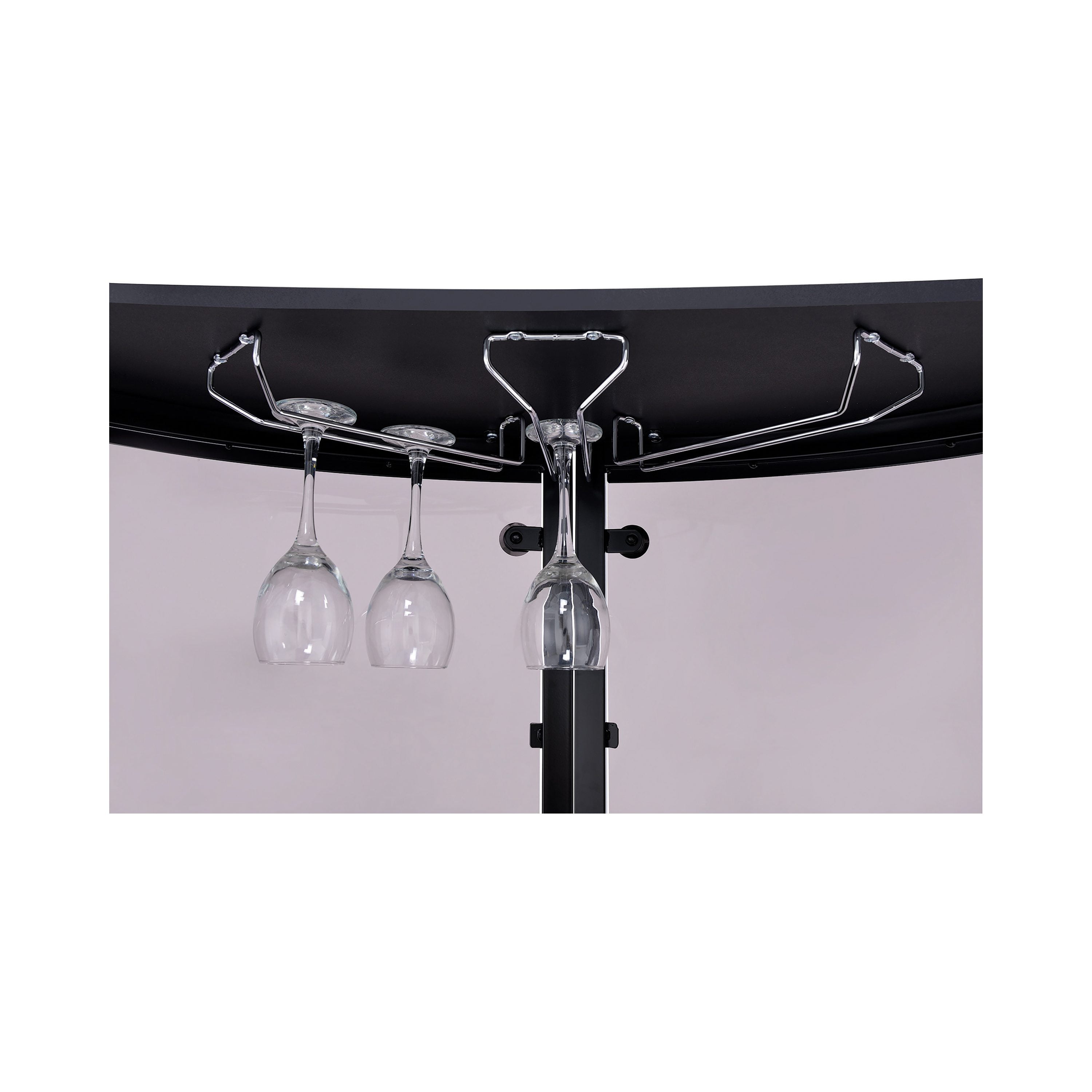 Coaster Contemporary Glass 2-Tier Curved Metal Frame Home Bar in Black