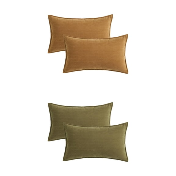 Unique Bargains 4 Pcs Soft Chenille Pillow Covers 12" x 20" Green/Peru Color