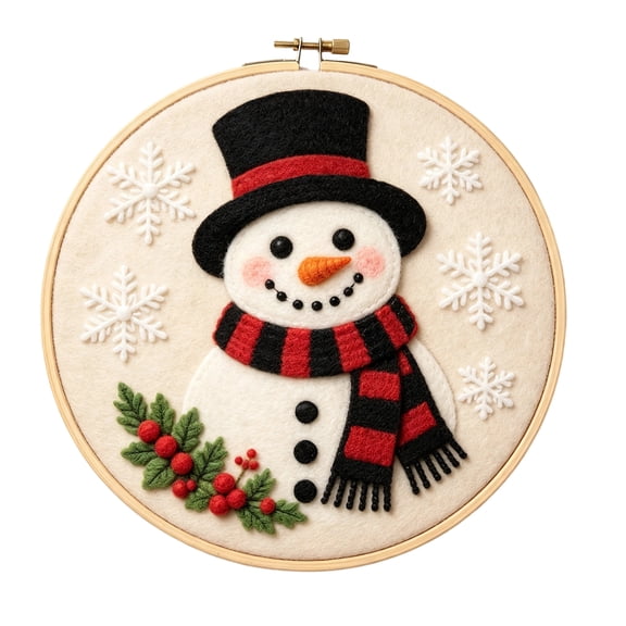 GIPQJK Christmas Snowman Embroidery Kit DIY Felt Craft Set Nonwoven Fabric Needlework Project for Kids Adults Holiday Decoration 20cm A