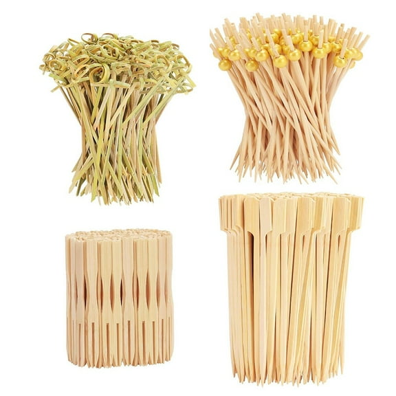 500-Piece Cocktail Pick Set: 4 Styles Fancy Toothpicks for Appetizers 3 Sizes