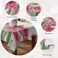 thumbnail image 5 of Pink Tulip Flower Table Cloth Waterproof Tablecloths, Spring Floral Leaves Plants Retro Beige Tablecloth Dining Table Cover for Kitchen Party Tabletop Outdoor, Rectangle Tablecloth 60x84 Inch, 5 of 9